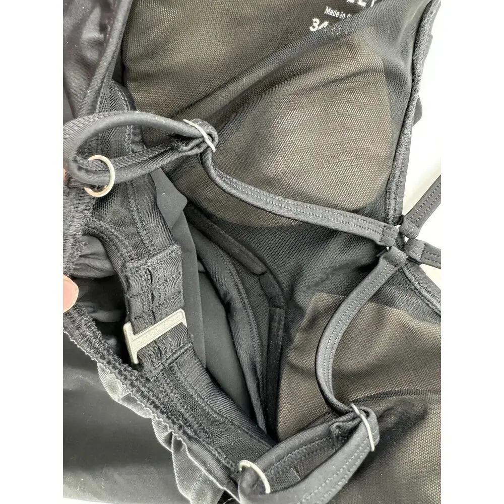 Athleta Swim Top Tankini Size 34 D/DD Black Cut Out Criss Cross Underwire​​ - Picture 12 of 14